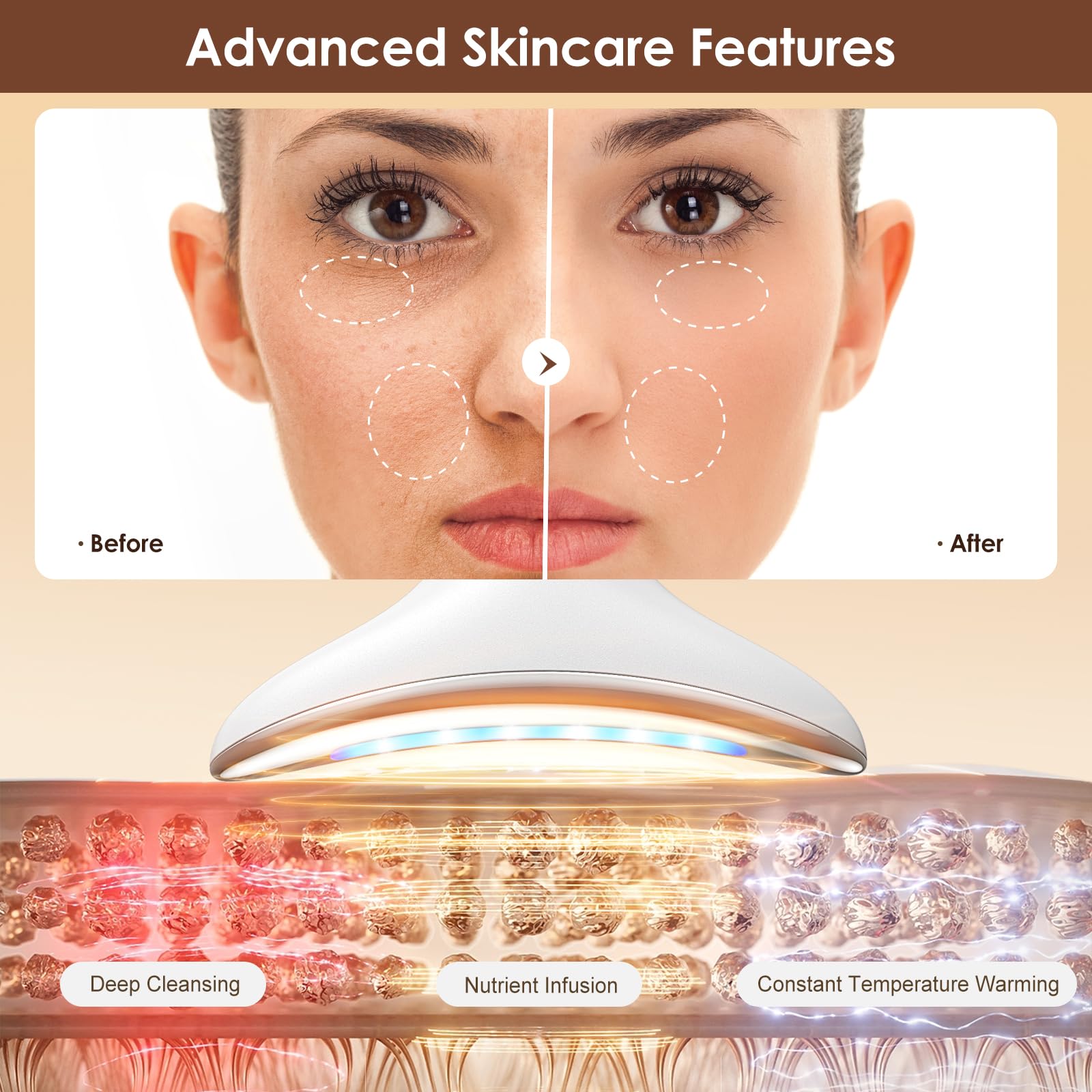 AZMAVO Multi-Functional Beauty Device - 4-in-1 Face, Neck, Eye & Body Massager | Red Light Therapy | Skin Lifting & Firming | Wrinkle & Dark Circle Reducer | Portable Face Sculpting Tool