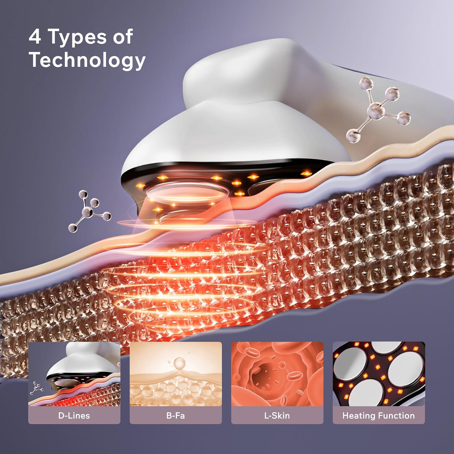 Depsoul Cellulite Massager Body Machine - 3 Modes 10 Levels with Heating Function Electric Massage Machine Body for Leg, Arm, Belly, Waist, Buttocks, Back